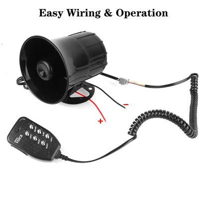 12V 120DB Loudspeaker 6 Tone Police Siren Car Air Horn Loud Speaker Automotive Warning Alarm Megaphone Multi-tone Claxon Horn