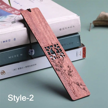 Chinese style wooden mahogany bookmark hollow window blossom plum orchid bamboo chrysanthemum lettering carving company Wen Chua