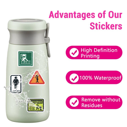 50PCS Funny Warning Sign Stickers Waterproof Vinyl Decals for Laptop Water Bottle,Sign Stickers Decoration Supplies Classic Toys
