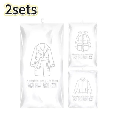 Hanging Vacuum Storage Bags Space Saver Bags Vacuum Seal Storage Bag for Suits Dress Coats Jackets Closet Organizer and Storage