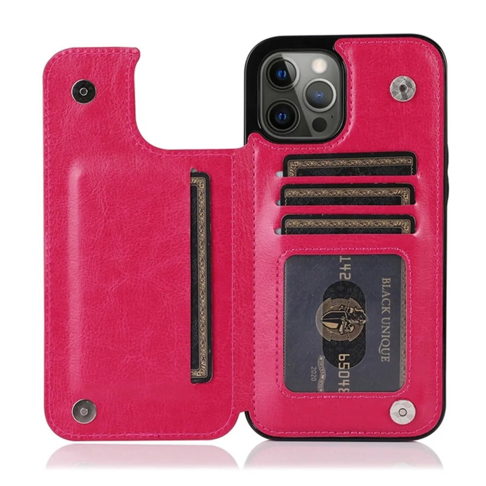 Leather Wallet Case for iPhone 15 14 13 12 11 Pro Max Mini Wallet Case XR X XS Max 8 7 6S 6 Plus SE 2022 2020 Card Holder Flip