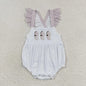Wholesale Baby Girl Newborn Birthday Balloons Romper Bubble Embroidery Pink Plaid Bows Jumpsuit Kids Toddler Summer Clothes