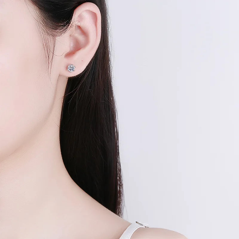 18K Plating Earrings S925 Sterling Silver D Color VVS1 Zircon Earring Stud for Women As Shinning As Diamond Wedding  Jewelry