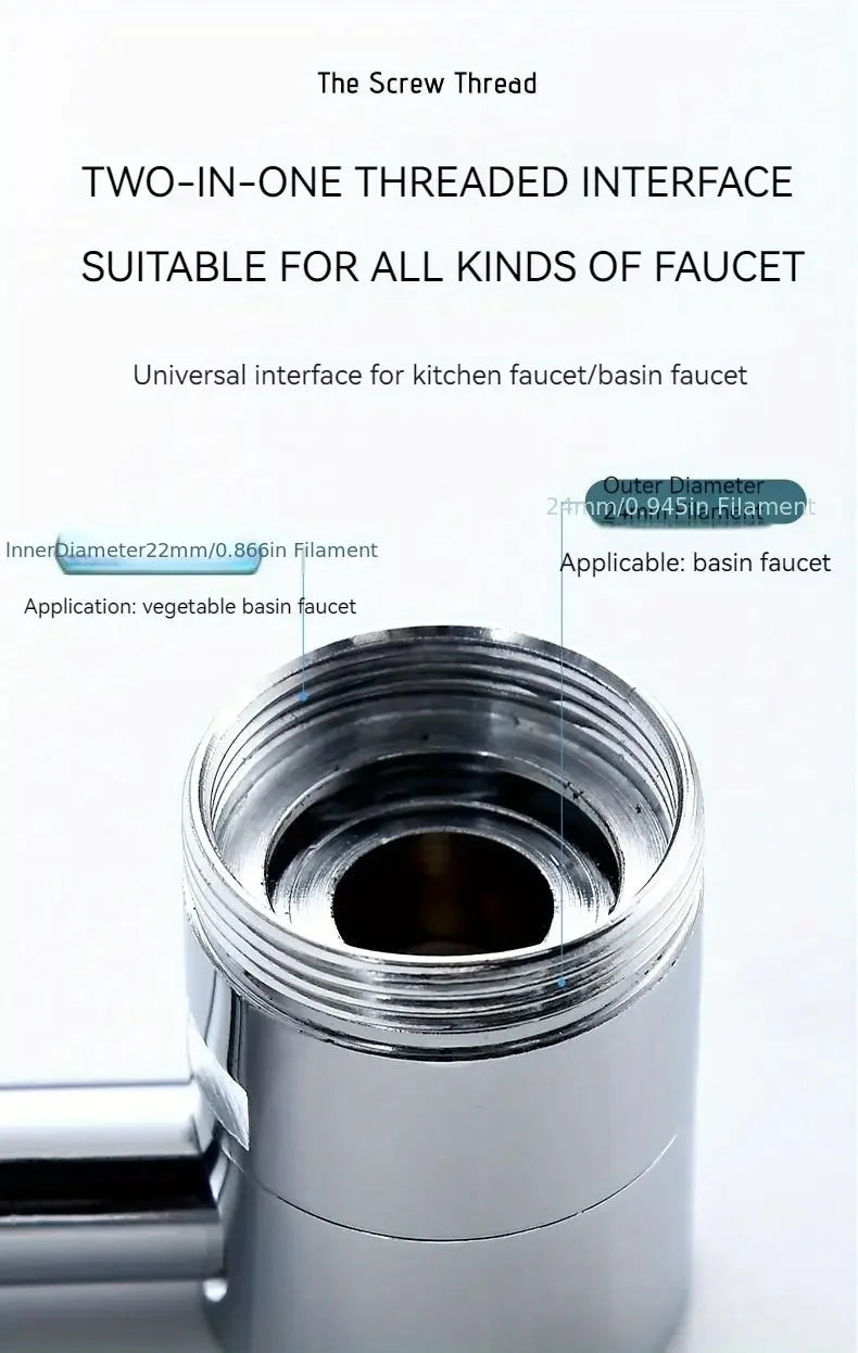 Stainless Steel 1080° Swivel Kitchen Faucet Extender Universal Splashproof Dual Mode Bathroom Sink Accessories with Adapter