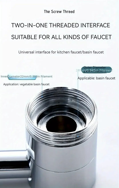 Stainless Steel 1080° Swivel Kitchen Faucet Extender Universal Splashproof Dual Mode Bathroom Sink Accessories with Adapter