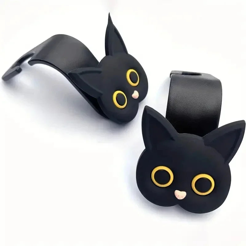 Cute 3D Cartoon Cat Car Seat Headrest Hook - Universal Vehicle Storage Organizer for Handbags, Wallets, and Jackets - Cute Ca