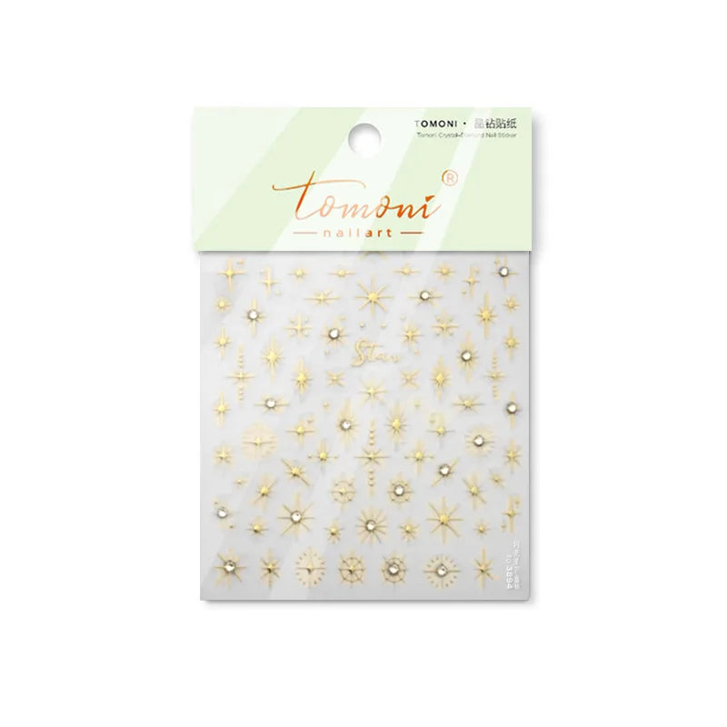 Gold Silver Starlight Laser Pink Colorful Glitter Star Bronzing Rhinestones Relief Nail Art Decorations Stickers Manicure Decals
