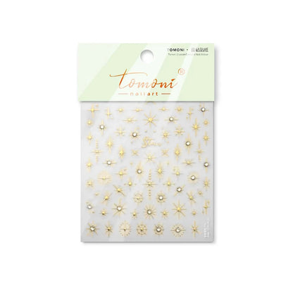 Gold Silver Starlight Laser Pink Colorful Glitter Star Bronzing Rhinestones Relief Nail Art Decorations Stickers Manicure Decals
