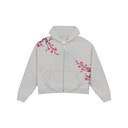 2025 Autumn/Winter Fashion Cherry Blossom Embroidery Patch Zipper Hoodie for Men and Women Y2K Harajuku Retro Gothic Casual Clow