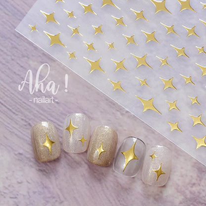 1pc Sliver Gold Star Nail Art Stickers Y2K Charms Self-Adhesive Sliders Laser White Chrome Gel Polish Decals Kawaii Accesories