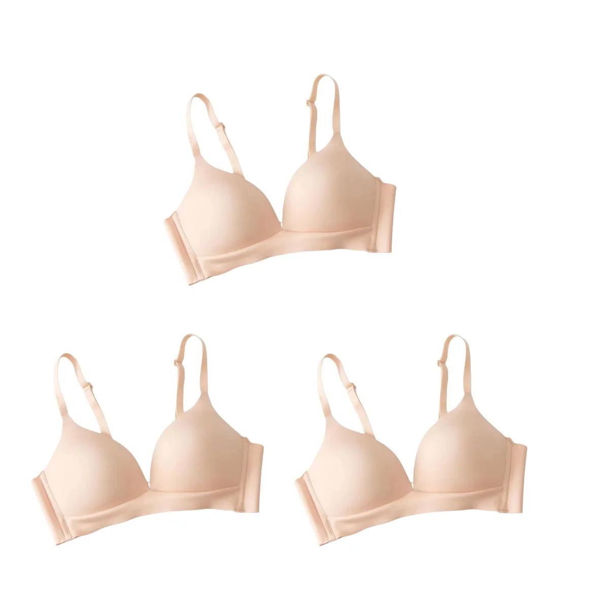 3Pcs/Set Seamless Bras For Women Non-wire Push-Up Bra Glossy Deep V Underwear Fixed 3/4 Cup Comfort Daily Wear Lingerie S-XXL