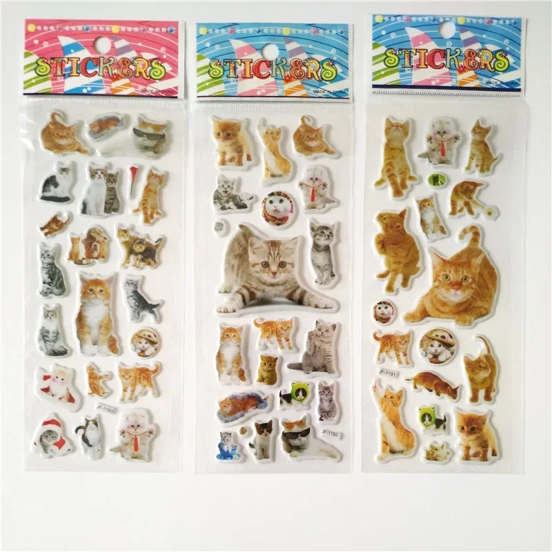 6 Sheets 3d Pet Dog and Cat Stickers for Car Styling Scrapbook Animal Bubble Reward Stickers for Kids Gift for Boy Girl Toy