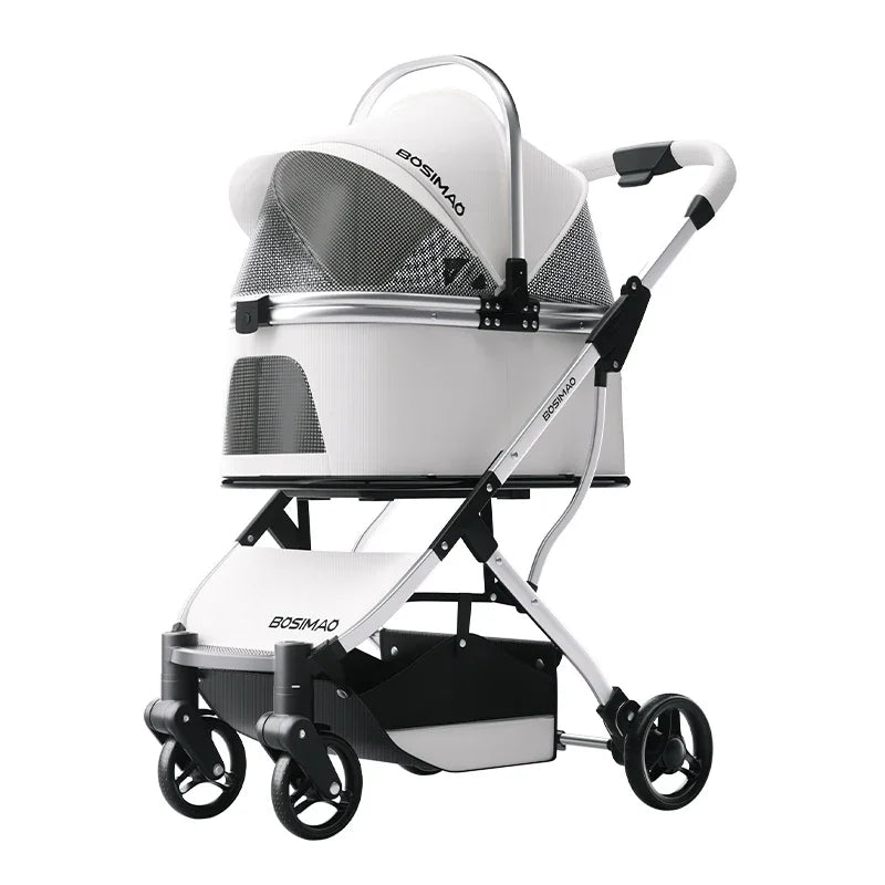 Lightweight Pet Stroller Dog-specific Travel Stroller Foldable High-view Pet Stroller Large Space Removable Carry Basket Cat Car