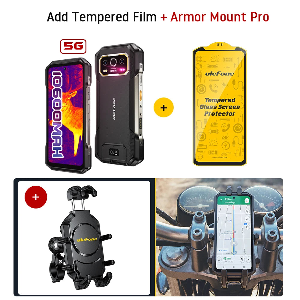 Ulefone Armor 27T Pro+ 5G Rugged Phone 10600mAh Android 15 Smartphone 50MP+64MP Night Camera 6.78" 120Hz 24GB+256GB NFC Mobile