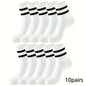 6/10/15/20 Pairs Men Socks Spring Autumn Casual Black White Striped Socks Breathable Mid Tube Sock High-quality Round Neck Socks