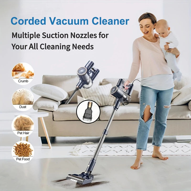 Vastorm 3-in-1 Corded Vacuum Cleaner 600W Powerful Upgraded Motor Free-Stand Lightweight Stick Handheld Vacuum for Carpet Pet Hair