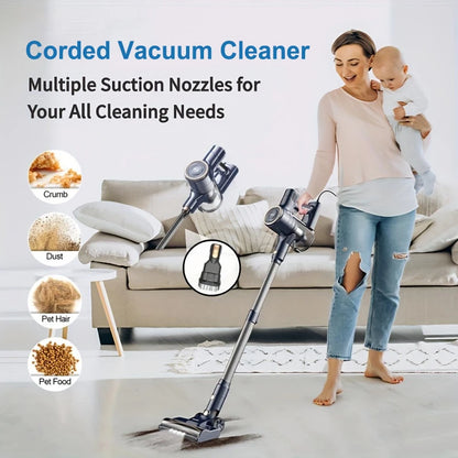 Vastorm 3-in-1 Corded Vacuum Cleaner 600W Powerful Upgraded Motor Free-Stand Lightweight Stick Handheld Vacuum for Carpet Pet Hair