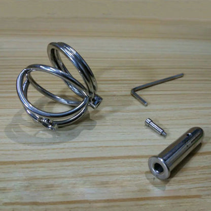 Steel Prince Albert Chastity Cage Male Urethral BDSM Bondage Unique Design Metal Cock Cage Men Cbt Lock Chastity Device