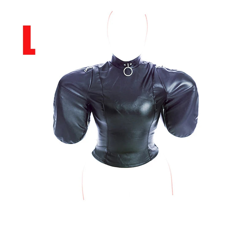 Sex Slave Binding Women Sex Toys BDSM Bondage Mummy Restraint Bags,Leather Double Arm Binder Restraint Straitjacket,Sexy Costume