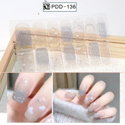 1PC Gel Nail Sticker Patch Slider Flower Gradient Color Back Glue Full Cover Waterproof Gel Nail Sticker UV Lamp Curing Manicur