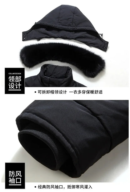 Winter New Arrived Men Thickened Down Jacket -30 Winter Warm Down Coat Jacket Men Fashion Long White Duck Hooded Down Parkas