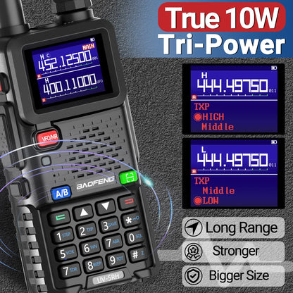 Baofeng UV 5RH 10W Full Bands Walkie Talkie Wirless Copy Frequency Type-C Charger Upgraded UV 5R Transceiver Ham Two Way Radio