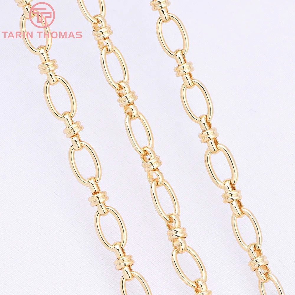 (6219) 50CM 5.8x9MM 24K Gold Color Plated Brass Necklace Chains Bracelet Chains High Quality Jewelry Accessories Wholesale