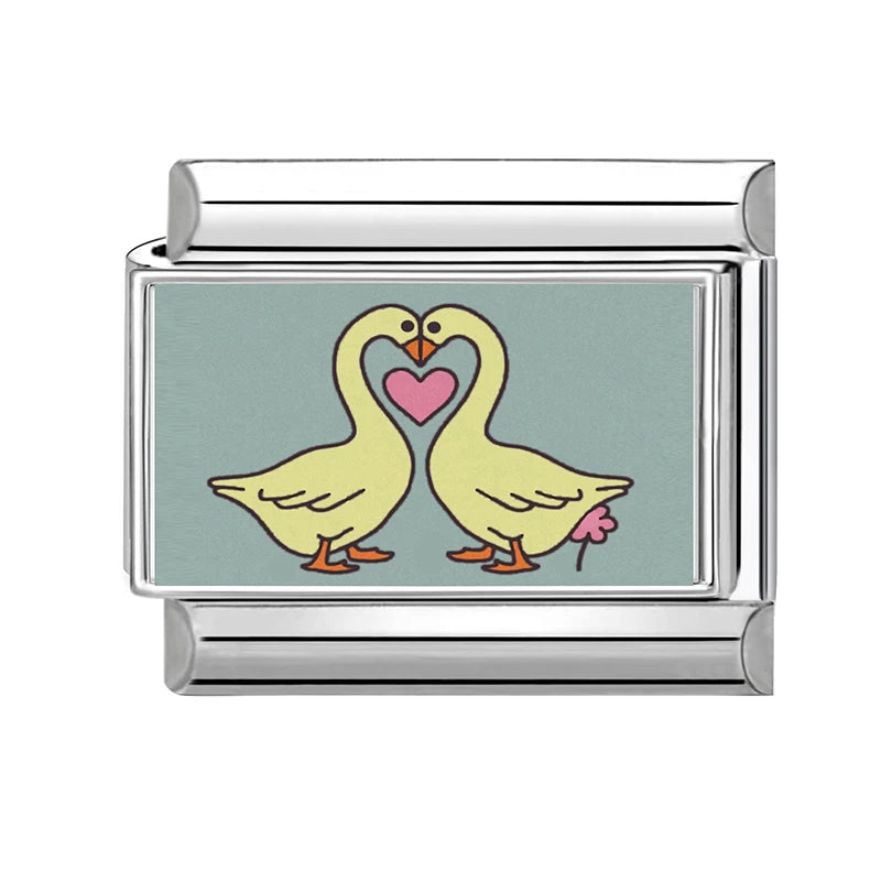 2026 Women Colored Star 1976 Eyes Heart Swan Watermelon Charms Italian Links Fit 9mm Bracelet Stainless Steel DIY Making Jewelry