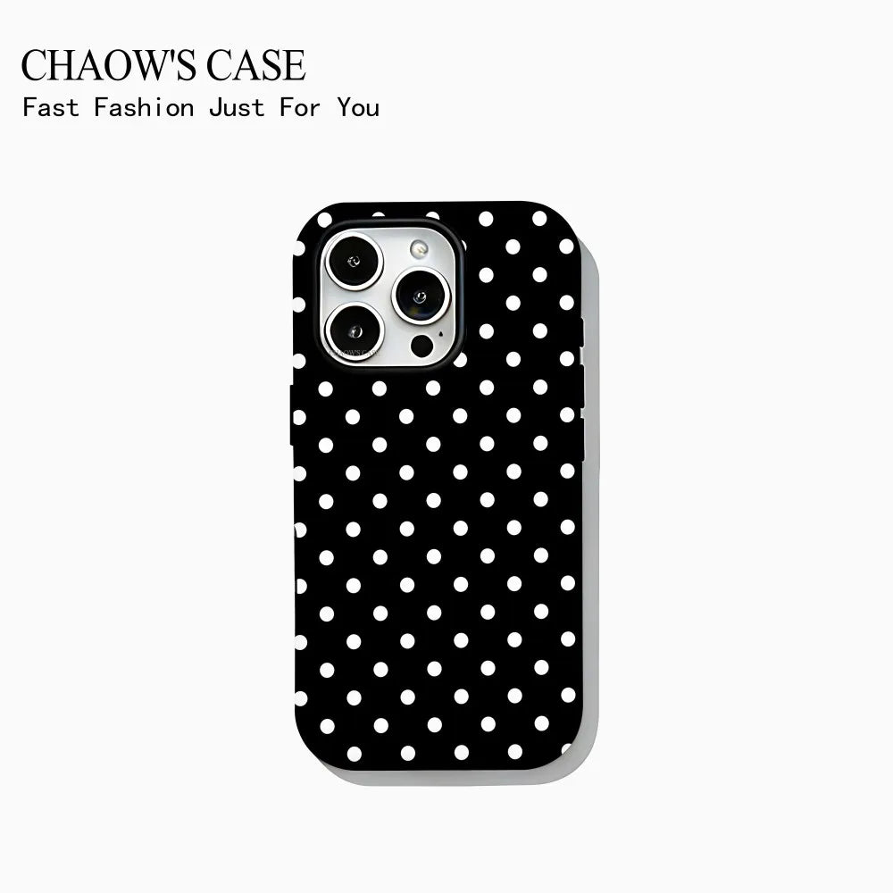 Fashion exquisite bow polka dot Phone Case for iPhone 17 16 15 14 13 12 11 Pro Max Air Plus Luxury Double-layer Back Cover