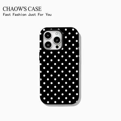 Fashion exquisite bow polka dot Phone Case for iPhone 17 16 15 14 13 12 11 Pro Max Air Plus Luxury Double-layer Back Cover