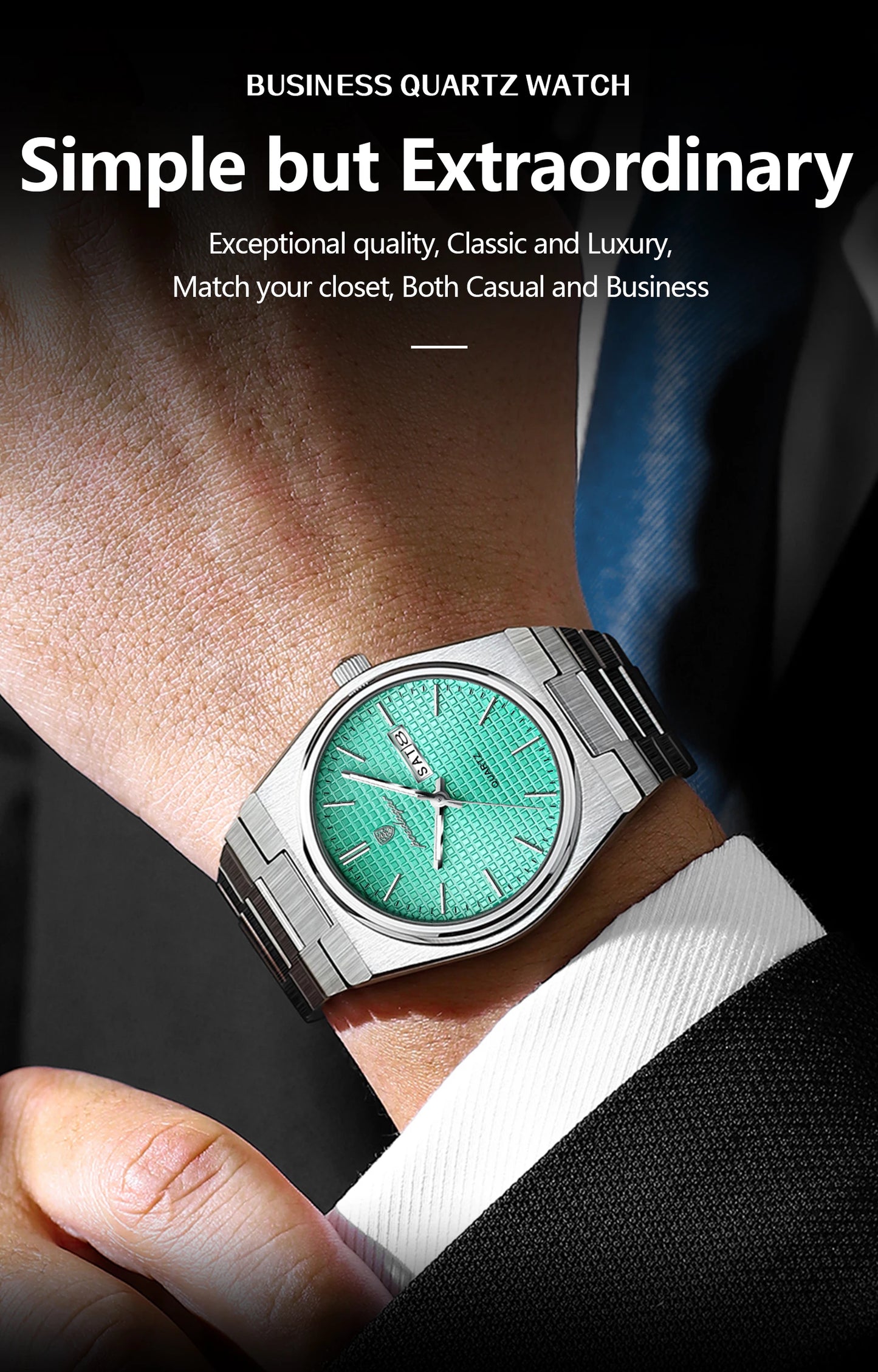 POEDAGAR Top Business Man Watch Luminous Waterproof Stainless Steel Men Wristwatch Date Week Quartz Fashion Casual Men's Watches