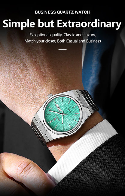 POEDAGAR Top Business Man Watch Luminous Waterproof Stainless Steel Men Wristwatch Date Week Quartz Fashion Casual Men's Watches