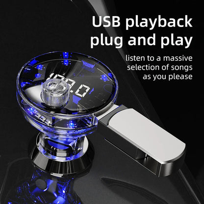 Transparent Car Bluetooth 5.4 FM Transmitter Handsfree Wireless Car Kit Colorful Light Car Charger Mp3 Player FM Modulator