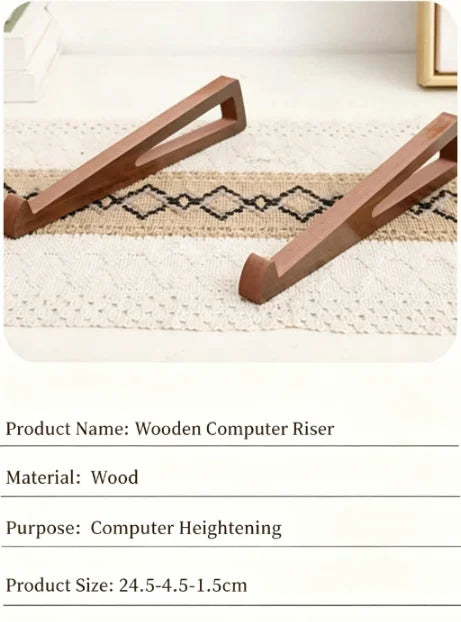 Portable Foldable Wooden Laptop Stand Ergonomic 12 Adjustable Angle Triangular Cooling Ventilation Design Office Desk Accessory