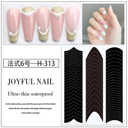 French Nail Art Sticker Crescent Smile Line French Pattern V-shaped Nail Decoration Decals