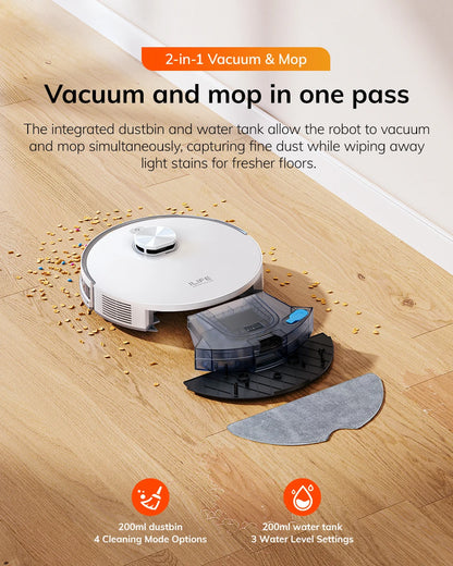 ILIFE V30 Robot Vacuum Cleaner, Laser Navigation, 10000Pa Suction, Up to 150min Runtime, APP Control, Customizable Cleaning, 2-in-1 Vacuum & Mop, No-Go Zones, Multi-Floor Mapping, Support Voice Assistance