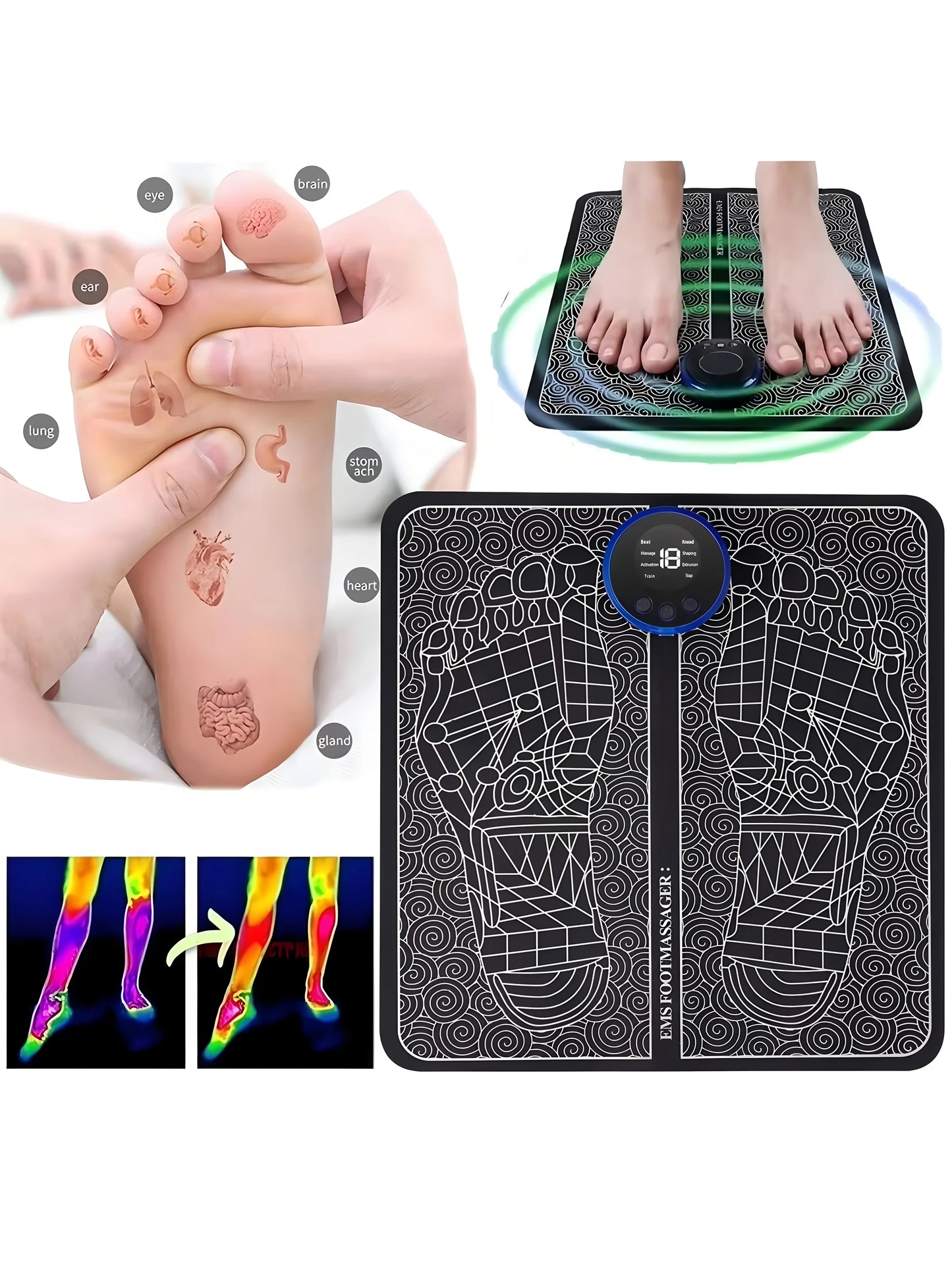 2026Foot Massager Foot Therapy Machine EMS Foot Massage Pad Pulse Fully Automatic Foot Meridian Pressing Device