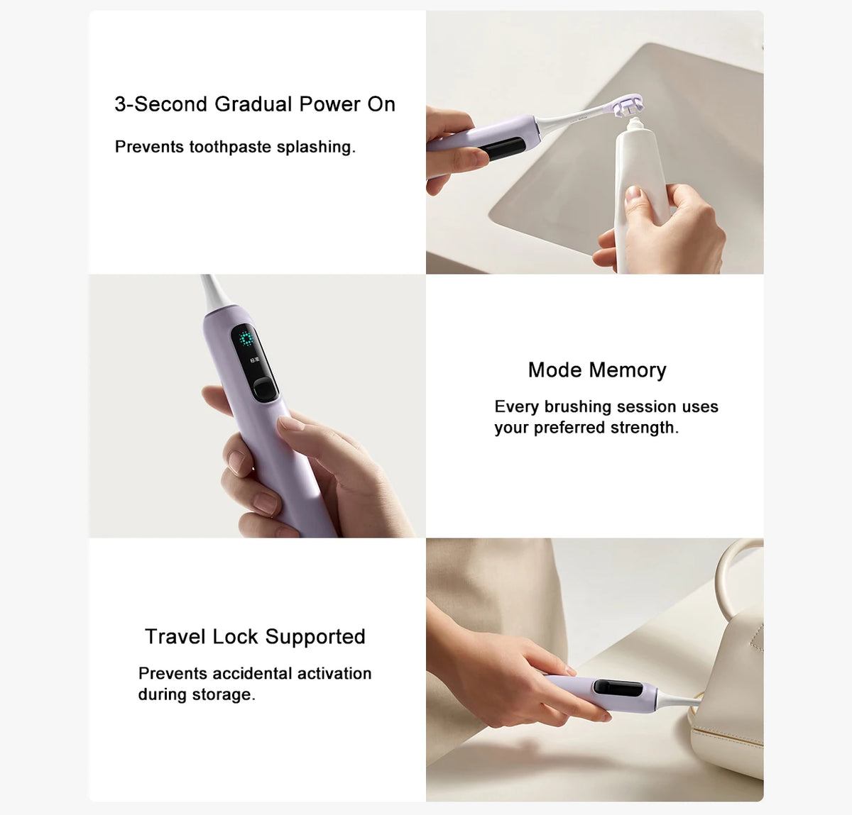MIJIA Oscillation Electric Toothbrush Pro,Smart 4 Modes,IPX8 Waterproof Sonic Vibration Toothbrushes,180-day Battery Life