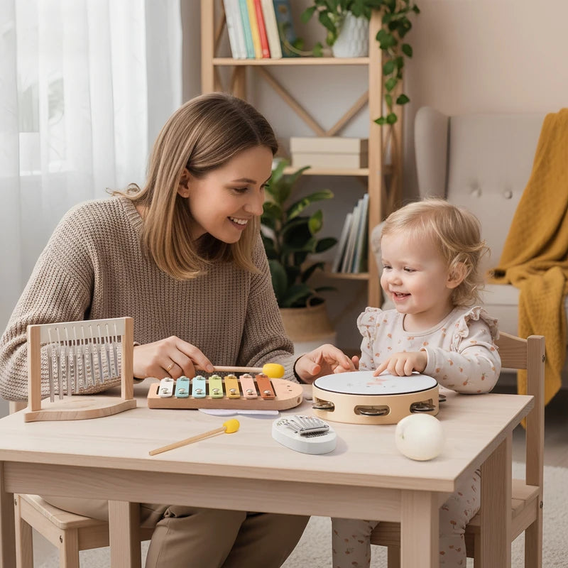 Montessori Music Instruments Baby 0 12 Months Toys Drum Xylophone Kids Early Educational Wooden Instruments Baby Toys Musical