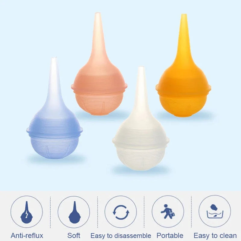 Reusable Clear Silicone Baby Ear Syringe & Nasal Aspirator Newborn Manual Sucks Snot and Mucus Nasal Bulb Ear Syringe Cleanable