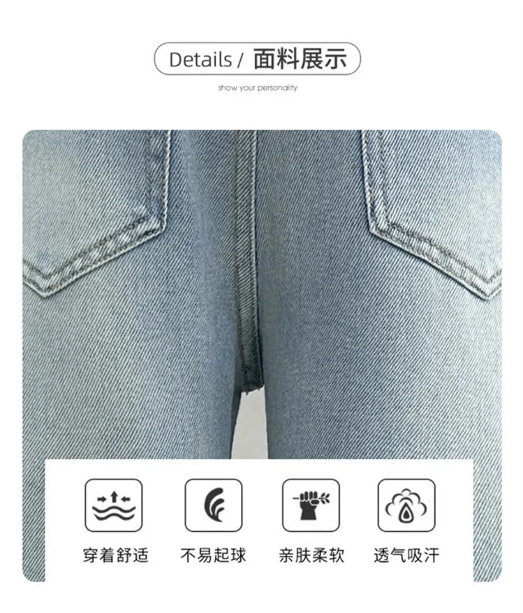 New 4-14 Years Spring Autumn Teenage Girls Jeans Full Print Bow Embroidery Fashion Wide-leg Denim Pants For Kids