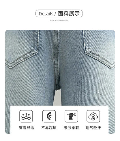 New 4-14 Years Spring Autumn Teenage Girls Jeans Full Print Bow Embroidery Fashion Wide-leg Denim Pants For Kids