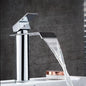 Basin Faucet Gold and White Waterfall Faucet Brass Bathroom Faucet Bathroom Basin Faucet Mixer Tap Hot and Cold Sink Faucet