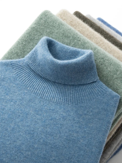 Men's Turtleneck 100% Cashmere Sweater Autumn Winter Basic Long Sleeve Pullover Cashmere Knitwear Soft Warm Comfy Clothing