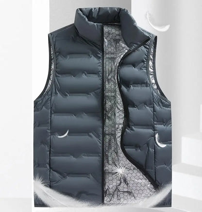 80% White Duck Down Men's Winter Vest Sleeveless Puffer Jacket Graphene Liner Stand Collar Warm Down Gilet Coats Big Size 6XL