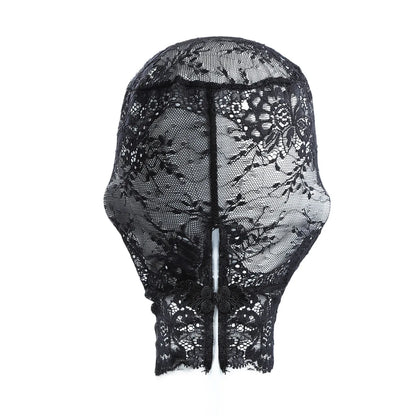 TleMeny Black Transparent Lace Bondage Fetish Mask Hood For Men Women Gay Adult Bdsm Role Play Games Sex Fun Party Play Costumes