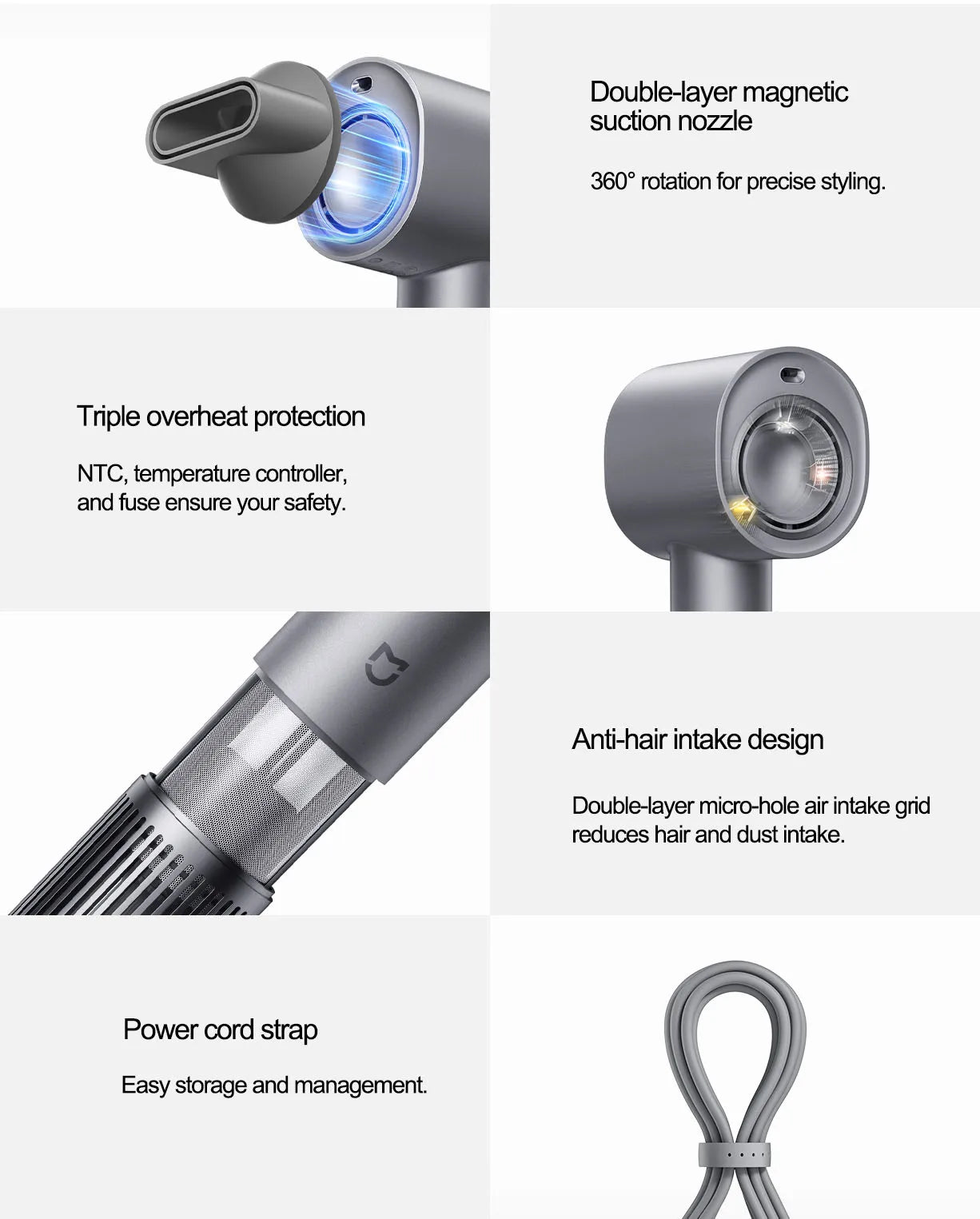 MIJIA High Speed Hair Dryer H701 Water Ion 65m/s Wind Speed 220V Professional Hair Care Quick Drye Negative lon HairDryer