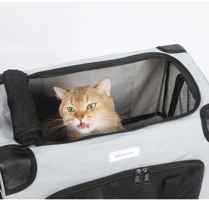 Large Wheel Breathable Pet Rolling Carrier Large Capacity Travel Bag For Two Cats Dogs Portable Car Pet Stroller