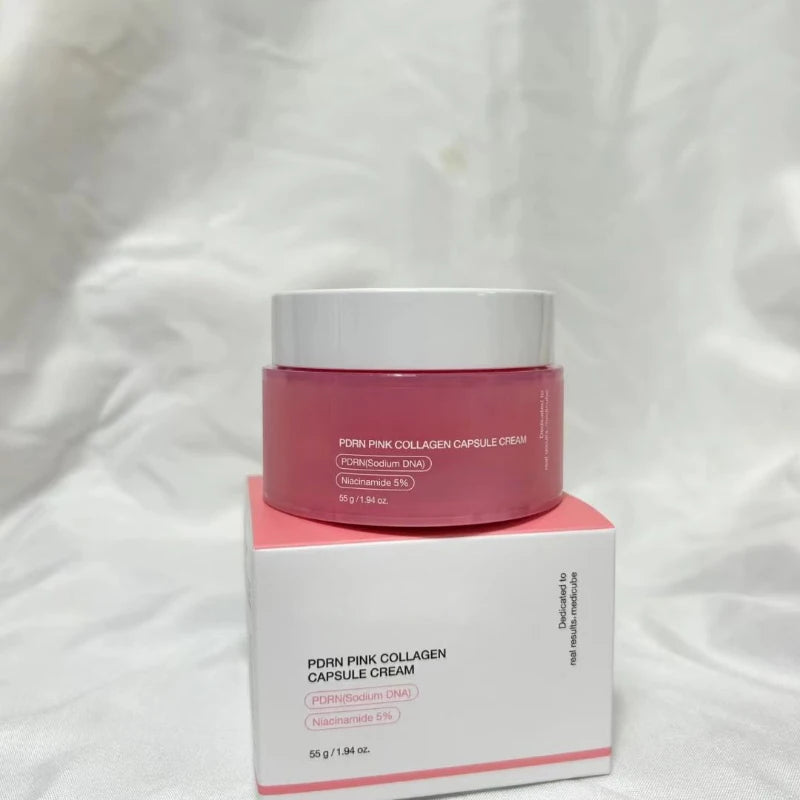 Korean PDRN Pink Collagen Capsule Cream with Niacinamide Cream for Uneven Skin Tone Lightweight Face Moisturizer Non Greasy care