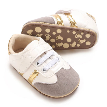 Spring and Autumn Fashion Stripes 0-1 Baby Shoes Baby Shoes Step Front Shoes Rubber Bottom Anti Slip Sneakers